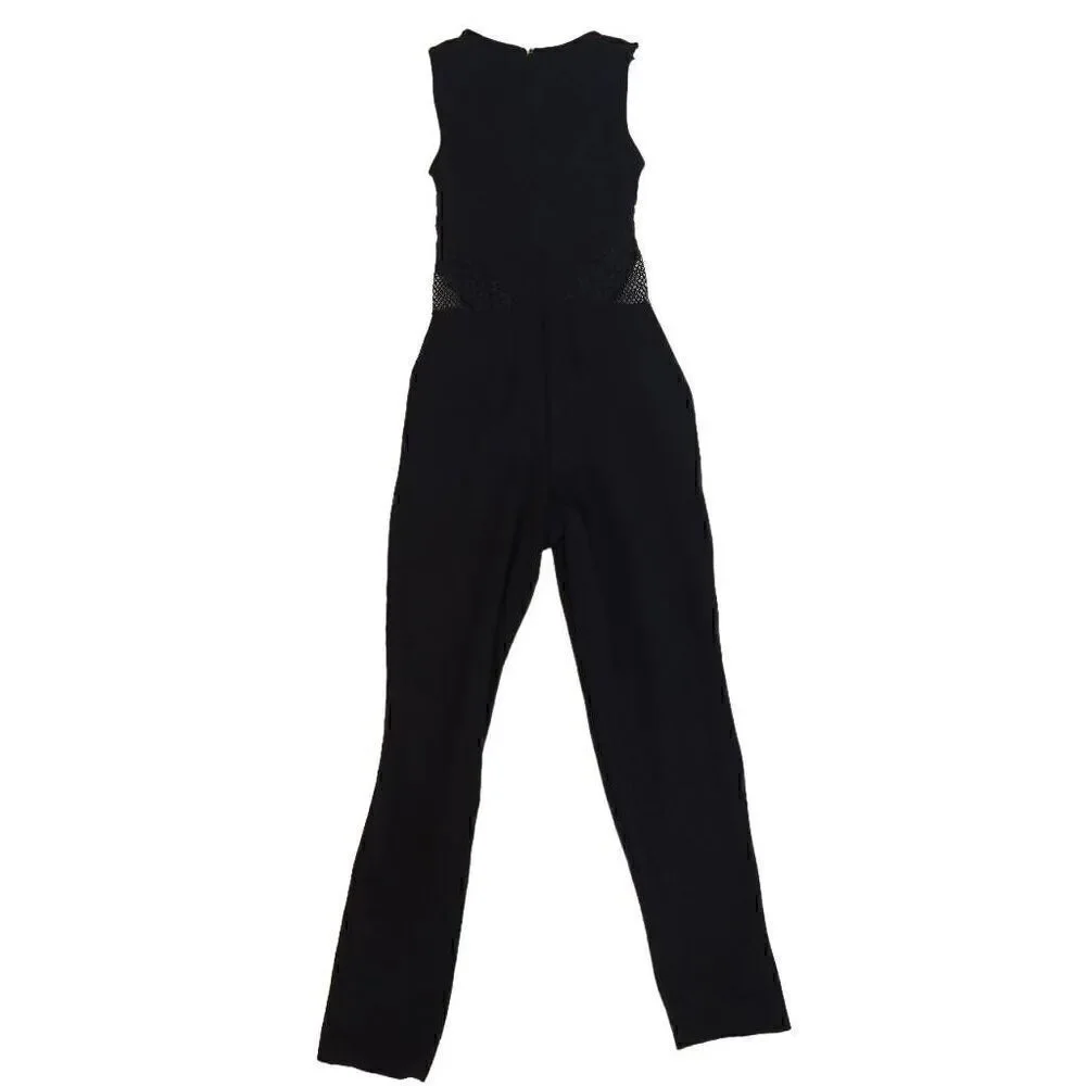 French Connection Womens Lace Trim V-Neck Sleeveless Jumpsuit Black Size 0
